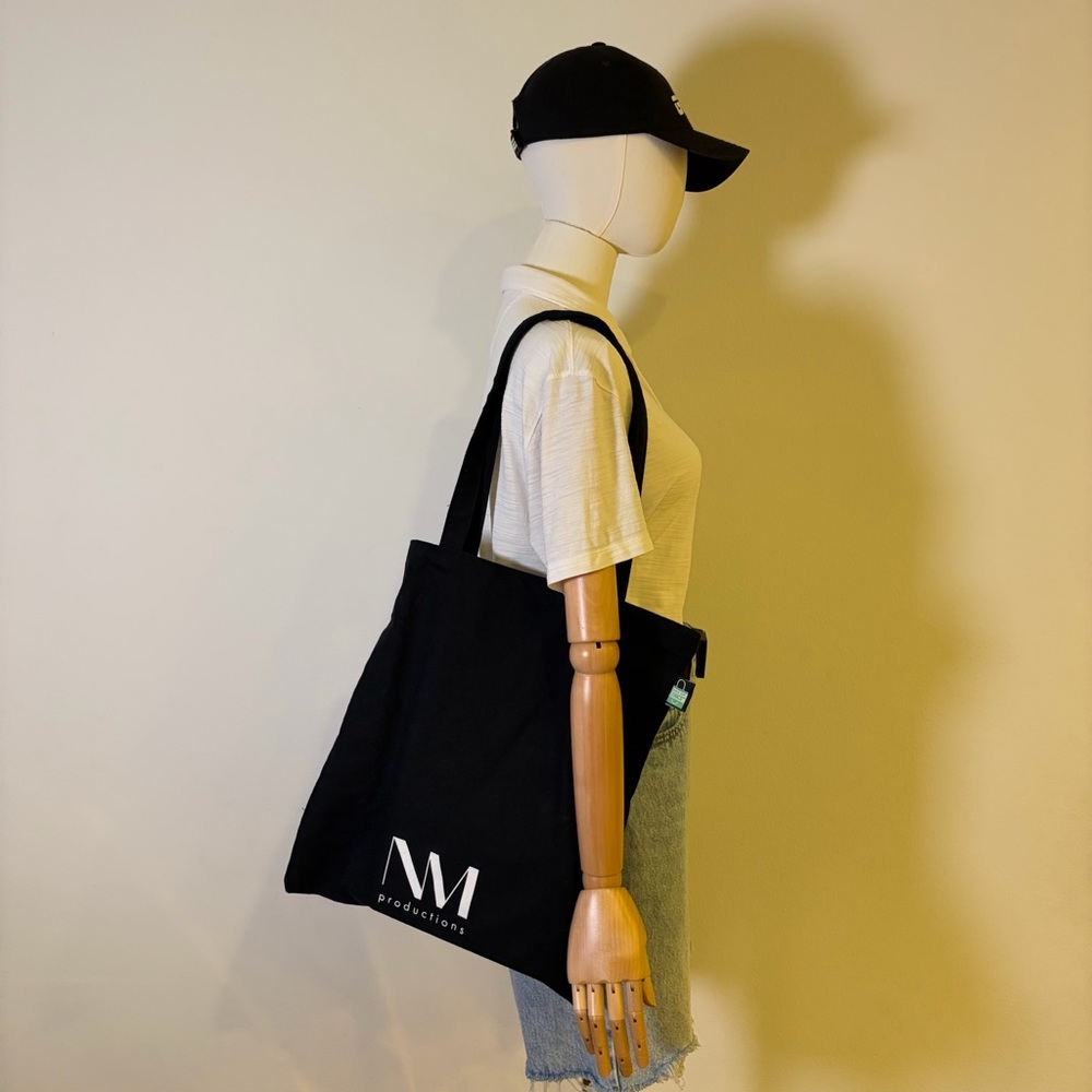 NM Production Black Canvas Shopping Tote Bag - Made in UK